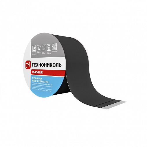 Лента-герметик самоклеящаяся Технониколь Nicoband, битумно-полимерная, 10 м x 15 см, темно-серая фото