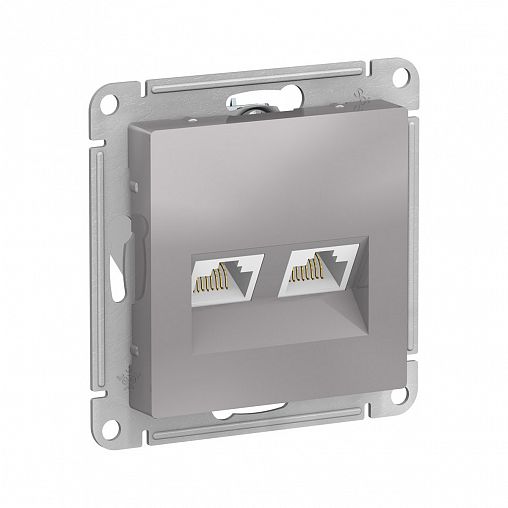 Розетка компьютерная RJ45 двойная Systeme (Schneider) Electric Atlasdesign, встраиваемая, алюминий фото