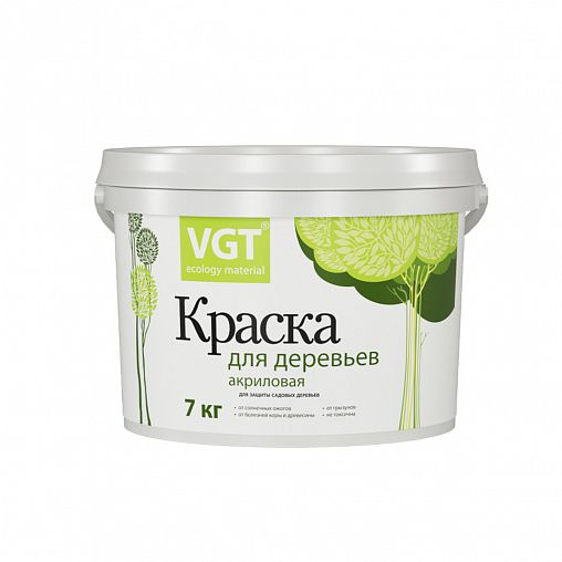 Краска для садовых деревьев VGT ВД-АК-1180, акриловая, белая, 7 кг фото
