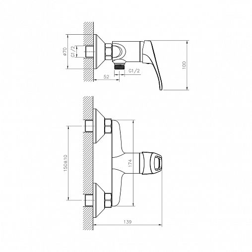 Смеситель для душа Decoroom DR21056, однорычажный, хром фото
