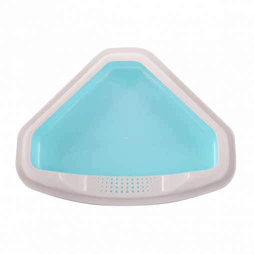 Лоток для животных угловой Альтернатива, с бортом, голубой фото