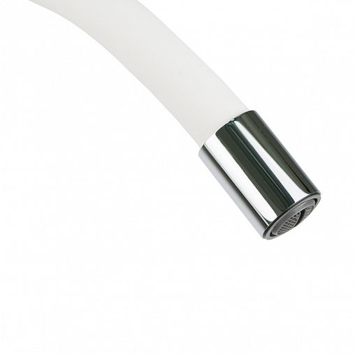 Смеситель для кухни Rossinka Z35-35U-White, с гибким изливом, однорычажный, белый/хром фото