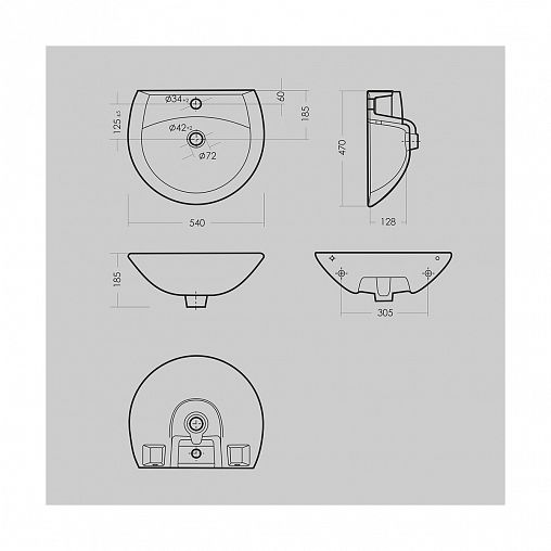 Раковина Sanita Аттика 55 ВКС, 54 x 47 x 18,5 см, белая фото