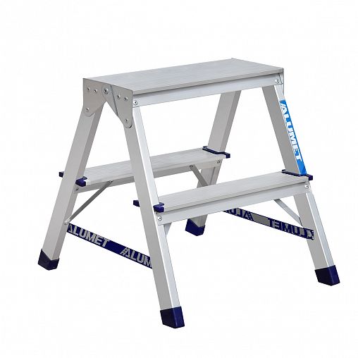 Стремянка двухсторонняя Alumet AD7202, алюминиевая, 2 x 2 ступени, 2,49 м фото