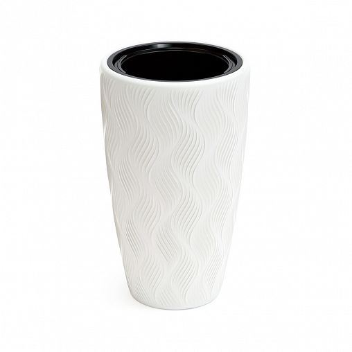 Кашпо напольное Альтернатива Флэйм, со вставкой, 24 л, белое фото