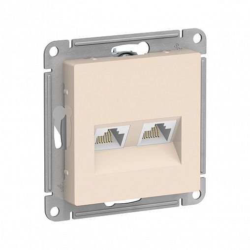 Розетка компьютерная RJ45 двойная Systeme (Schneider) Electric Atlasdesign, встраиваемая, бежевый фото