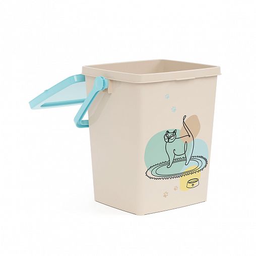 Контейнер для корма Альтернатива Cats, 22,5 x 18,5 x 24 см, 5,5 л, белый фото