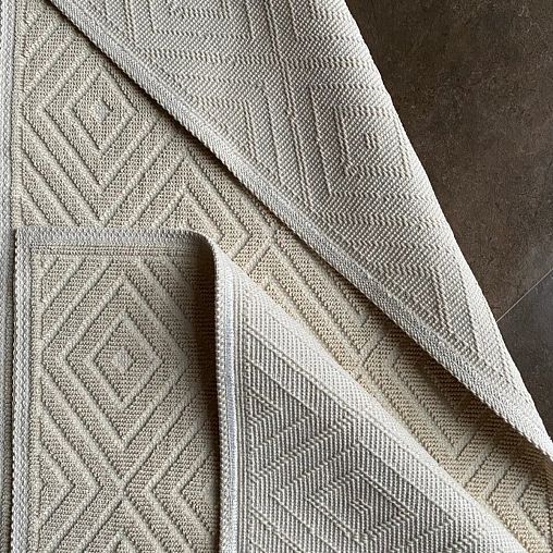 Набор ковриков L Cadesi Pamuklu, полиэстер, 60 x 50 + 60 x 100 см, 2 шт, кремовый фото