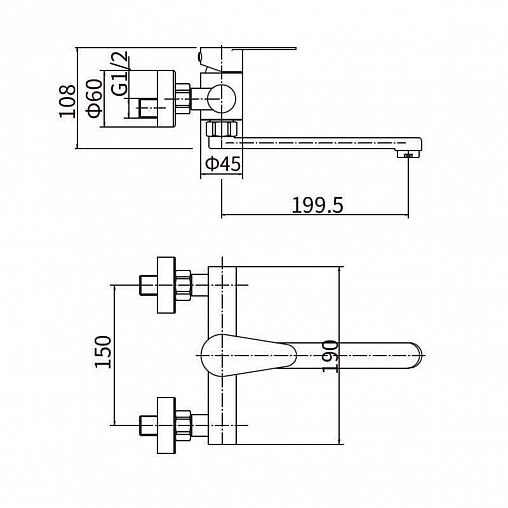 Смеситель для кухни настенный Fashun A54615, сатин фото