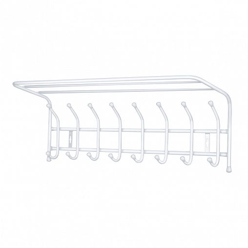 Вешалка настенная с полкой Nika, 8 крючков, 80 x 26,5 x 24 см, матовый белый фото