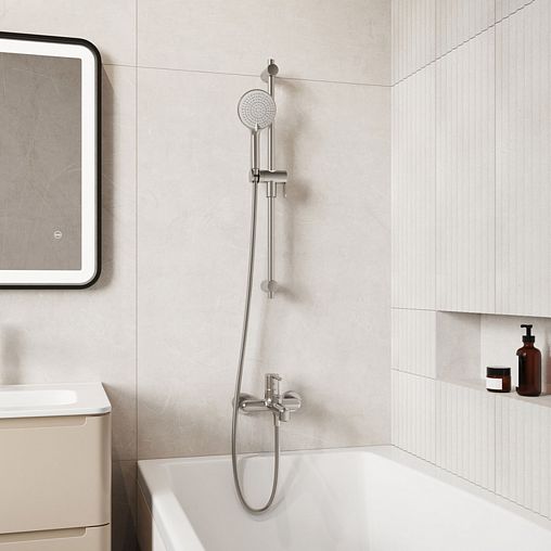 Смеситель для ванны IDDIS Aiger, хром матовый фото