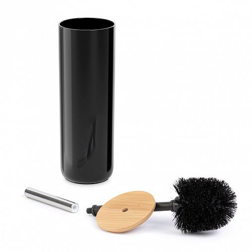Ершик для унитаза Альтернатива Бамбук, с подставкой, черный фото