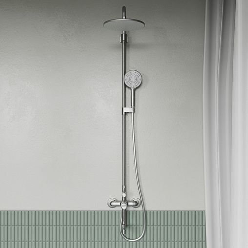 Душевая система с тропическим душем IDDIS Aiger, хром матовый фото