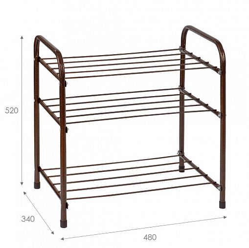 Этажерка для обуви Violet Эконом, 3 яруса, 34 x 48 x 52 см, коричневая фото