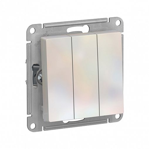 Выключатель 3-клавишный Systeme (Schneider) Electric Atlasdesign, встраиваемый, жемчуг фото