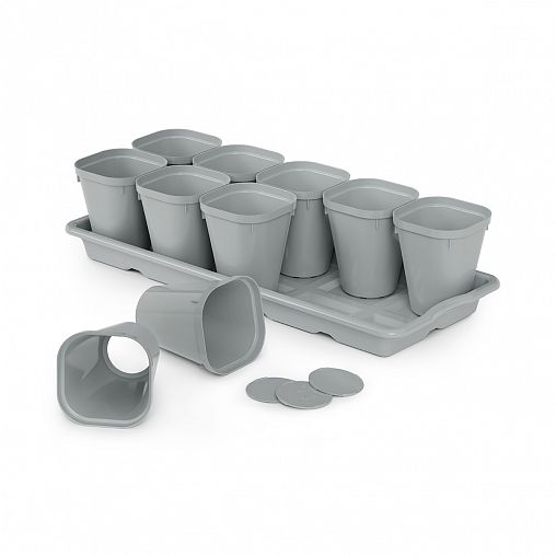Набор для рассады Альтернативы, 10 стаканчиков 300 мл на поддоне, 41,2 x 16,5 x 9,7 см, микс фото