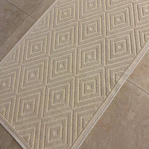 Набор ковриков L Cadesi Pamuklu, полиэстер, 60 x 50 + 60 x 100 см, 2 шт, кремовый фото