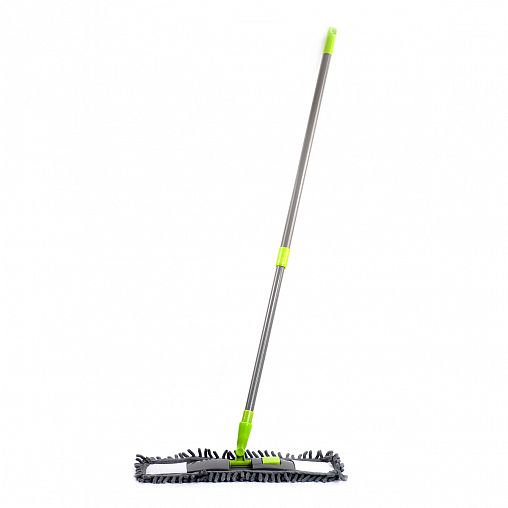 Швабра для пола Doм-Doм, длинный ворс, с насадкой из микрофибры, с рукояткой 67 - 120 см, серая фото