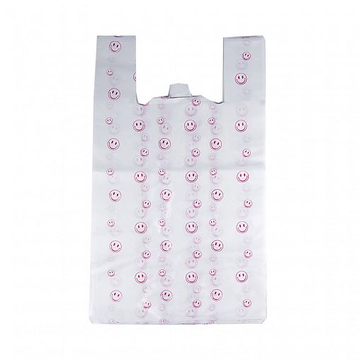 Пакет-майка Avikomp Смайлик, 16 мкм, 38+22 x 68 см, упаковка 50 шт, белый фото