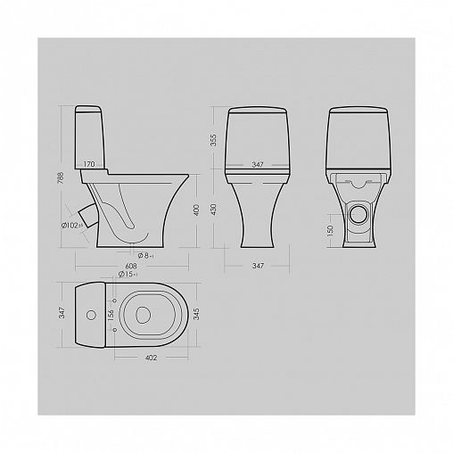 Унитаз напольный ободковый Sanita Аттика Стандарт, 60,8 x 34,7 x 78,8 см, белый фото