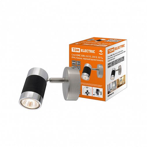 Светильник-спот Tdm Electric СНС Канна, GU10, 50 Вт, IP44, черный/хром/никель фото
