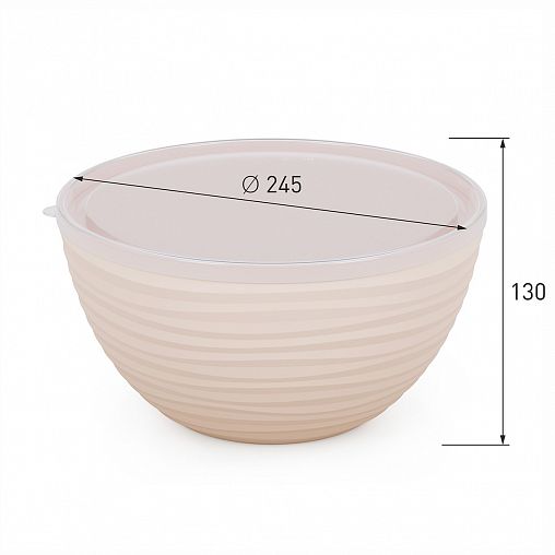 Салатник пластиковый Альтернатива Оазис, с крышкой, 4 л, бежевый фото