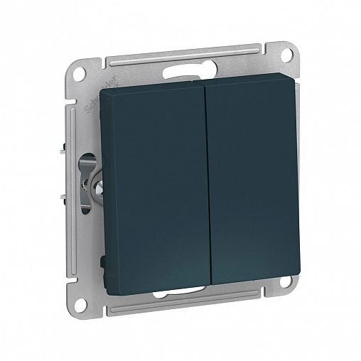 Выключатель 2-клавишный Systeme (Schneider) Electric Atlasdesign, встраиваемый, изумрудный фото