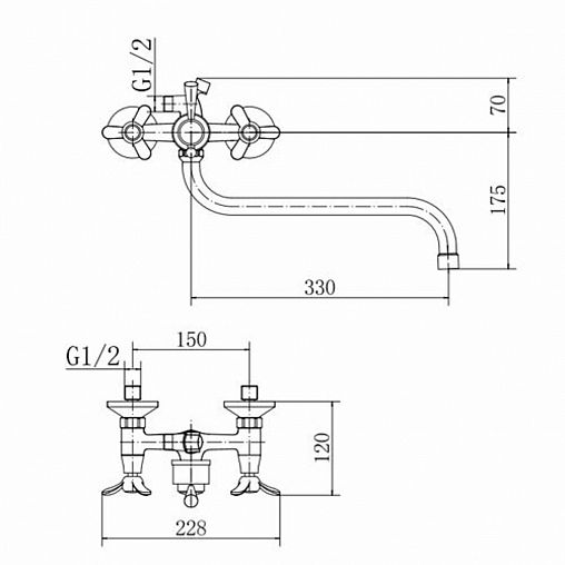 Смеситель для ванны с душем Fashun A2212, с длинным изливом, хром фото