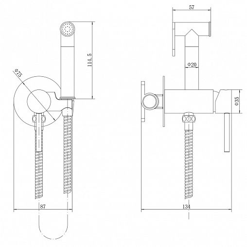 Встраиваемый гигиенический душ со смесителем Fashun A7505, хром фото