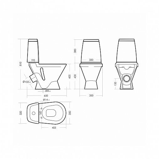Унитаз напольный ободковый Sanita Кама Стандарт, 65 x 35 x 81 см, белый фото