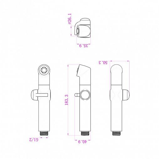 Лейка для гигиенического душа Lemark LM8075C, 1 режим, хром фото