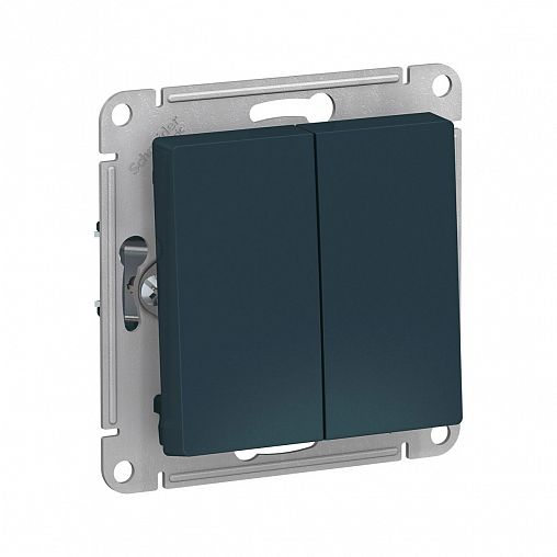 Переключатель 2-клавишный Systeme (Schneider) Electric Atlasdesign, встраиваемый, изумруд фото