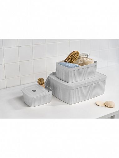 Лоток с крышкой Econova Velvet, 295 x 225 x 110 мм, 6,55 л, светло-серый фото