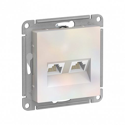 Розетка компьютерная RJ45 двойная Systeme (Schneider) Electric Atlasdesign, встраиваемая, жемчуг фото