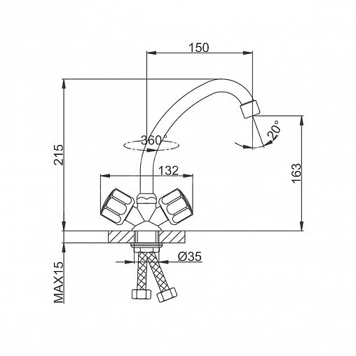 Смеситель для кухни Frud R109 R40109, комплект 2 шт, хром фото