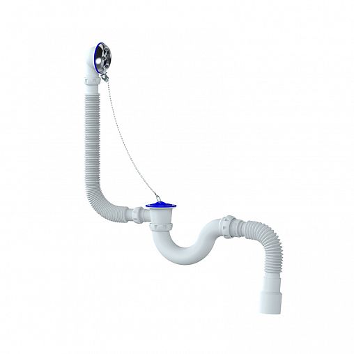 Сифон для ванн Unicorn S32, с переливом, с гофротрубой 400 мм фото