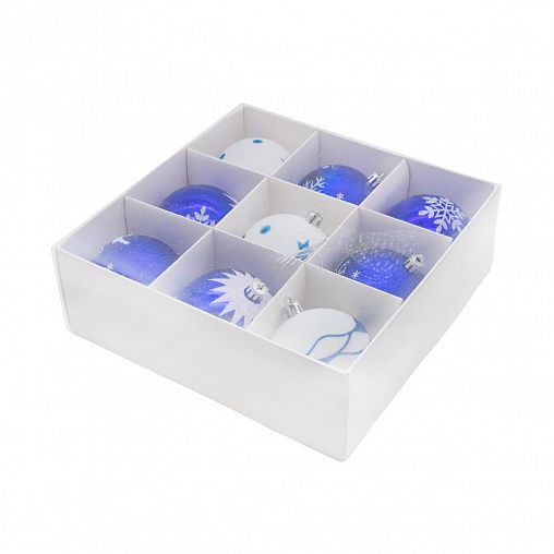 Набор елочных шаров, d 8 см, 9 шт, разноцветный фото