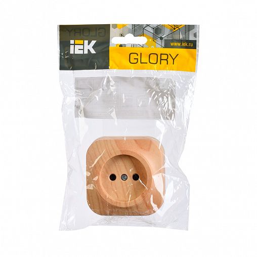 Розетка накладная IEK Glory, без заземления, 10 А, 250 В, IP20, сосна фото