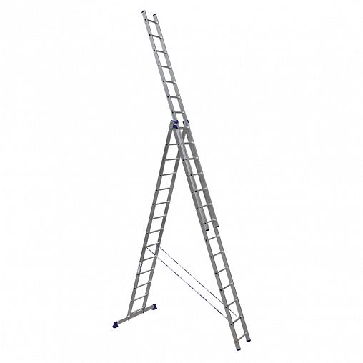 Лестница-стремянка трехсекционная Alumet HS3 6314, алюминиевая, 3 x 14 ступеней, 4,85 - 11,01 м фото