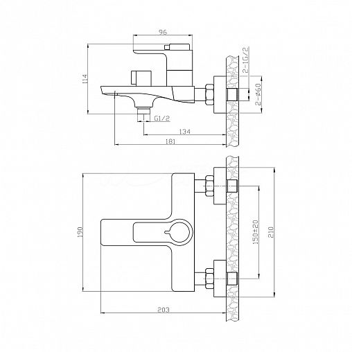 Смеситель для ванны с душем Rossinka RS50-31, с термостатом, однорычажный, хром фото