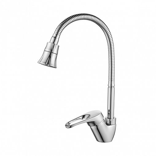 Смеситель для кухни Rossinka B35-26, с гибким изливом, однорычажный, хром фото