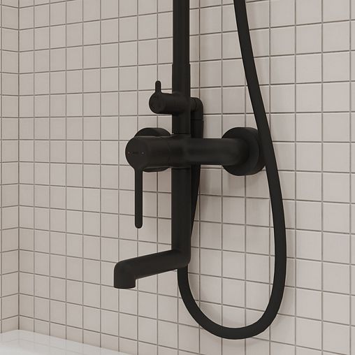 Душевая система с тропическим душем IDDIS Aiger, черная матовая фото