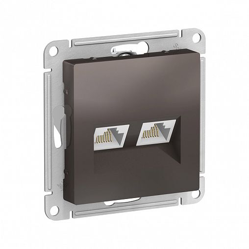 Розетка компьютерная RJ45 двойная Systeme (Schneider) Electric Atlasdesign, встраиваемая, мокко фото