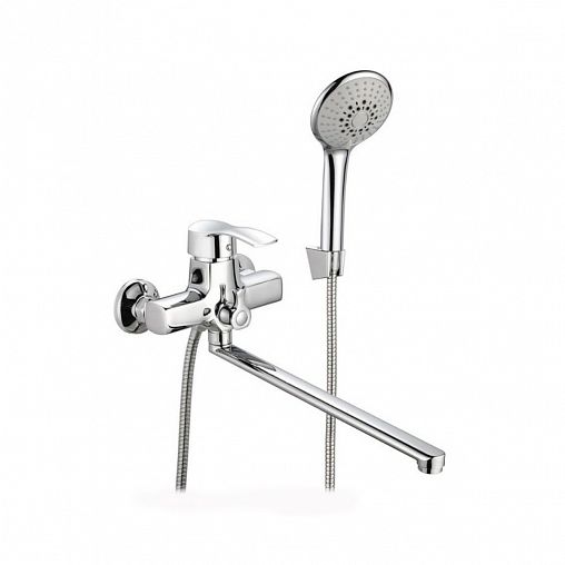 Смеситель для ванны с душем Профсан Плюс ПСМ-777-023, с длинным изливом, однорычажный, хром фото