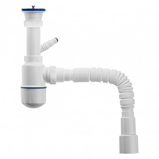 Сифон MasterProf, 1 1/2" x 40 мм, с отводом, гофротруба 800 мм, 40 x 32/40/50 мм фото