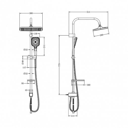 Душевой комплект Lemark LM8811C (стойка, тропический душ, лейка, шланг, мыльница), хром фото