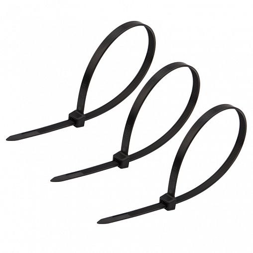 Хомут-стяжка Rexant, нейлон, 7,6 x 300 мм, 100 шт, черный фото