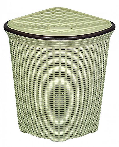 Корзина для белья угловая Violet Ротанг, 60 л, бежевая фото