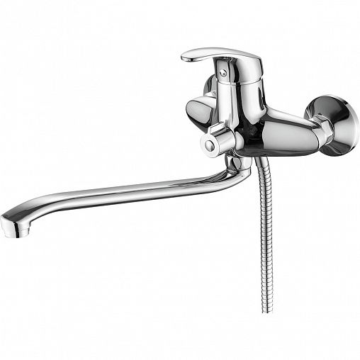 Смеситель для ванны с душем PLStart PL2206, с длинным изливом, хром фото