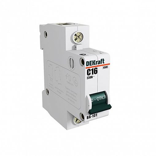 Выключатель автоматический DEKraft ВА-101, 1Р, 63 А, 4,5 кА, тип С фото